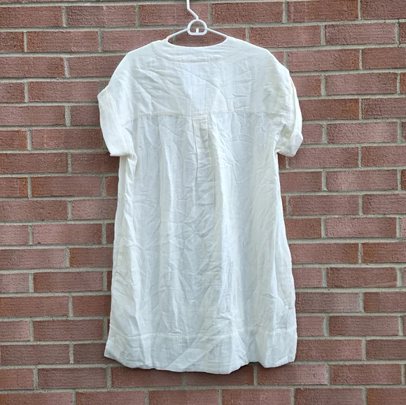 Oliphant V-Neck Roll Sleeve Mini Dress Bahama White Ecru Size XL - Picture 3 of 7